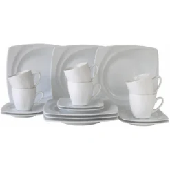 CreaTable Kaffeeservice »Celebration«, (Set, 18 Tlg., Kaffeegeschirr Für 6 Personen), Service, Weiß, Außergewöhnliche Geometrie, Spülmaschinenfest