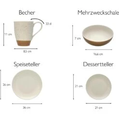 CreaTable Kombiservice »Sand Dunes«, (Set, 16 Tlg., Kaffeeservice Und Tafelservice Im Set, Für 4 Personen), Service, Handwerklicher Töpfercharakter,matte Terracottafarbene Glasur -Erstellbar Geschäft 05a4a2c6e46fef3893655ed79665b3db