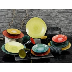 CreaTable Kombiservice »Samoa«, (Set, 16 Tlg., Kaffeeservice Und Tafelservice Im Set, Für 4 Personen), Service, Handgemaltes Spiraldekor -Erstellbar Geschäft 0924ea37580a1275162153860f07b6e4