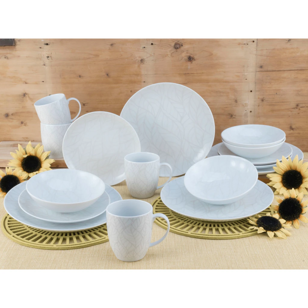 CreaTable Kombiservice »Home - Blätter«, (Set, 16 tlg., Kaffeeservice und Tafelservice im Set, für 4 Personen), Service, weiß, leichtes Relief im Used-und Vintage-Look, zeitlos CreaTable Kombiservice »Home - Blätter«, (Set, 16 Tlg., Kaffeeservice Und Tafelservice Im Set, Für 4 Personen), Service, Weiß, Leichtes Relief Im Used-und Vintage-Look, Zeitlos -Erstellbar Geschäft 0979d42401da459397c4647de6fc1897