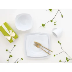 CreaTable Kombiservice »Celebration«, (Set, 16 Tlg., Kaffeeservice Und Tafelservice Im Set, Für 4 Personen), Service, Weiß, Abgerundete Ecken, Ausdrucksstarkes Innenrelief -Erstellbar Geschäft 136b149fef514a5713015ea687e43378