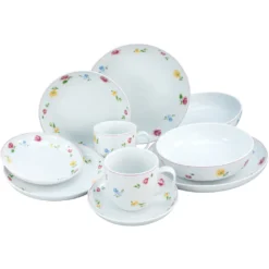 CreaTable Kombiservice »Summertime«, (Set, 10 Tlg., Kaffeeservice Und Tafelservice Im Set, Für 2 Personen), Service, Mit Streublümchen-Dekor, Made In Europe