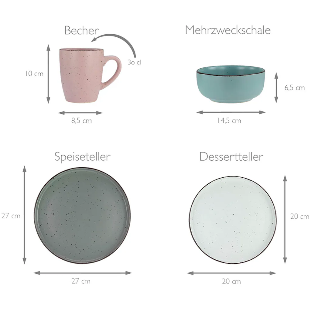 CreaTable Kombiservice »Modern Fashion«, (Set, 16 tlg., Kaffeeservice und Tafelservice im Set, für 4 Personen), Service, seidenmatte Glasur, unregelmäßige Sprenkel CreaTable Kombiservice »Modern Fashion«, (Set, 16 Tlg., Kaffeeservice Und Tafelservice Im Set, Für 4 Personen), Service, Seidenmatte Glasur, Unregelmäßige Sprenkel -Erstellbar Geschäft 19946e6656de4f9603e5aea44ee76d6a