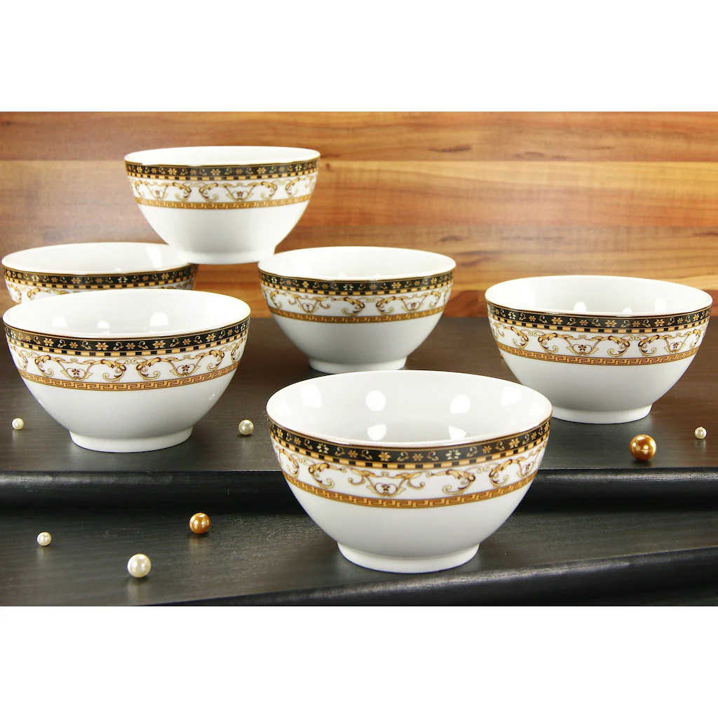 CreaTable Müslischale »Majestosa«, 6 tlg., aus Porzellan, Salatschale, Snackschale, weiß, Dekor schwarz abgesetzt, Ø 12 cm CreaTable Müslischale »Majestosa«, 6 Tlg., Aus Porzellan, Salatschale, Snackschale, Weiß, Dekor Schwarz Abgesetzt, Ø 12 Cm -Erstellbar Geschäft 1a0d893ceaee8d97f2c3ee0d7552fa21