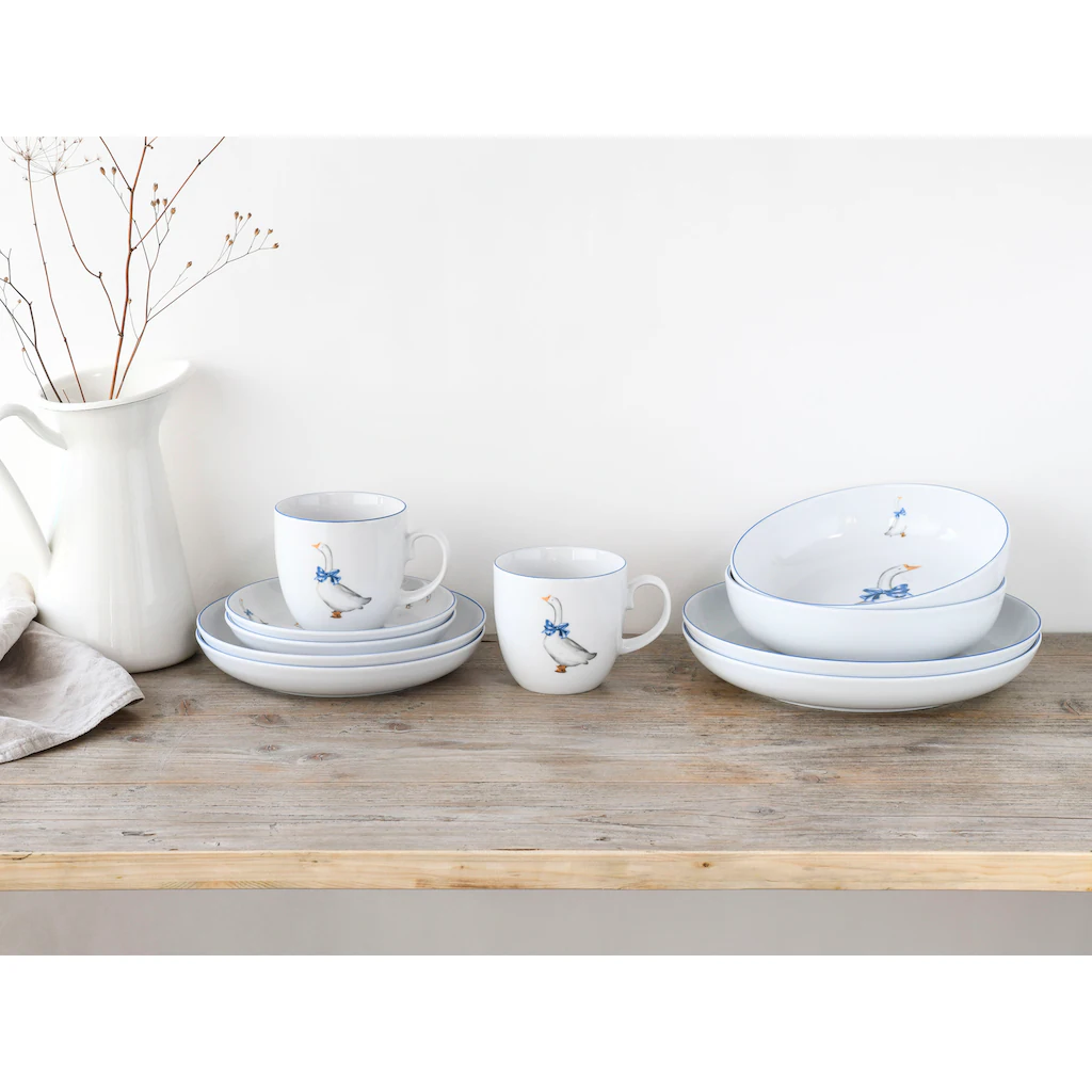 CreaTable Kombiservice »AllRound«, (Set, 10 tlg., Kaffeeservice und Tafelservice im Set, für 2 Personen), Service, moderne Formensprache, Gänse-Motiv, Made in Europe CreaTable Kombiservice »AllRound«, (Set, 10 Tlg., Kaffeeservice Und Tafelservice Im Set, Für 2 Personen), Service, Moderne Formensprache, Gänse-Motiv, Made In Europe -Erstellbar Geschäft 254e415951cb46f1c170665905b69b76