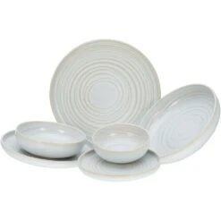 CreaTable Tafelservice »Uno«, (Set, 12 Tlg., Teller Set Für 4 Personen), Service, Seidenmatte Spezialglasur, Ausdrucksstarkes Relief