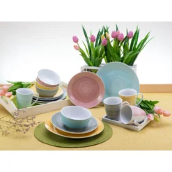 CreaTable Kombiservice »Pastello«, (Set, 16 Tlg., Kaffeeservice Und Tafelservice Im Set, Für 4 Personen), Service, Moderne Coupeform, Handgemalte Spirale -Erstellbar Geschäft 2d3e38a420097ca90a27606109d3f10c