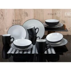 CreaTable Kombiservice »Cool Black«, (Set, 16 Tlg., Kaffeeservice Und Tafelservice Im Set, Für 4 Personen), Service, Coole Optik In Schwarz Weiß -Erstellbar Geschäft 2f3537cab77c9ea0d3b54e36f23ad5ac