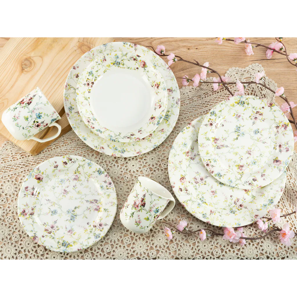 CreaTable Kombiservice »Rose Garden«, (Set, 16 tlg., Kaffeeservice und Tafelservice im Set, für 4 Personen), Service, fein gearbeitete Rosenmotive, Vintage-Stil CreaTable Kombiservice »Rose Garden«, (Set, 16 Tlg., Kaffeeservice Und Tafelservice Im Set, Für 4 Personen), Service, Fein Gearbeitete Rosenmotive, Vintage-Stil -Erstellbar Geschäft 30ffb2de30620e4048f560d889b364a5