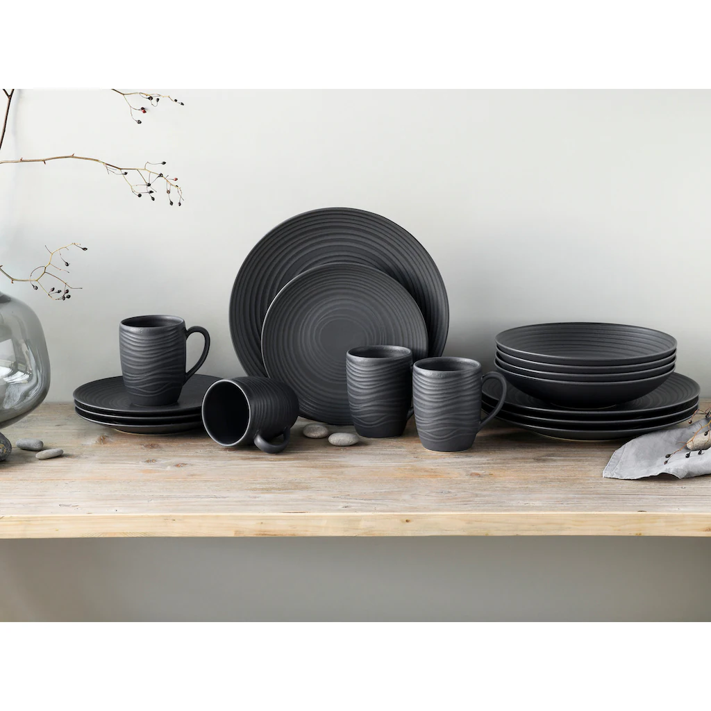 CreaTable Kombiservice »Lava Stone«, (Set, 16 tlg., Kaffeeservice und Tafelservice im Set, für 4 Personen), Service, schwarz, erhabenenes Relief in einer kreisförmigen Lava Optik CreaTable Kombiservice »Lava Stone«, (Set, 16 Tlg., Kaffeeservice Und Tafelservice Im Set, Für 4 Personen), Service, Schwarz, Erhabenenes Relief In Einer Kreisförmigen Lava Optik -Erstellbar Geschäft 32a80bb0439b6ee827f1d41a343557ee