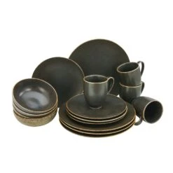 CreaTable Kombiservice »Rusty«, (Set, 16 Tlg., Kaffeeservice Und Tafelservice Im Set, Für 4 Personen), Service, Seidenmatte Glasur