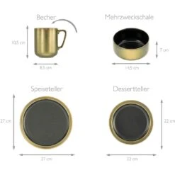 CreaTable Kombiservice »Modern Industrial«, (Set, 8 Tlg., Kaffeeservice Und Tafelservice Im Set, Für 2 Personen), Service, Spezialglasur In Schwarz Mit Glänzenden Sprenkeln -Erstellbar Geschäft 3cdedfb73154e42ce5be1376e978846b