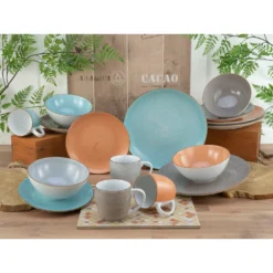 CreaTable Kombiservice »VINTAGE NATURE«, (Set, 16 Tlg., Kaffeeservice Und Tafelservice Im Set, Für 4 Personen), Service, Handgemalt, Gesprenkelt, Rustikales Aussenband -Erstellbar Geschäft 435497892c91200aa2dafe79249c3654