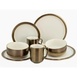 CreaTable Kombiservice »Modern Industrial«, (Set, 8 Tlg., Kaffeeservice Und Tafelservice Im Set, Für 2 Personen), Service, Spezialglasur In Weiß Mit Glänzenden Sprenkeln