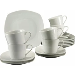 CreaTable Kaffeeservice »Amelie«, (Set, 18 Tlg., Kaffeegeschirr Für 6 Personen), Service, Weiß, Mikrowellengeeignet