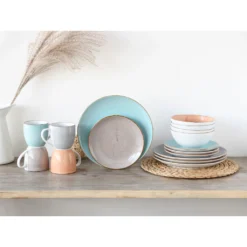 CreaTable Kombiservice »VINTAGE NATURE«, (Set, 16 Tlg., Kaffeeservice Und Tafelservice Im Set, Für 4 Personen), Service, Handgemalt, Gesprenkelt, Rustikales Aussenband -Erstellbar Geschäft 5048be12a71088f400f6a03d1e906ff2