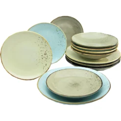 CreaTable Tafelservice »NATURE COLLECTION Scandic«, (12 Tlg., Teller Set Für 4 Personen), Service, 4 Farben Im Set