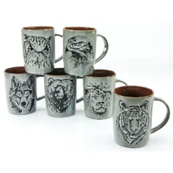 CreaTable Becher »Kaffeebecher Wildlife«, (Set, 6 Tlg.), Tiermotive Als Relief, Tassen Set, 6-teilig