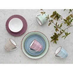 CreaTable Kombiservice »Samba«, (Set, 16 Tlg., Kaffeeservice Und Tafelservice Im Set, Für 4 Personen), Service, Handgemalter Spiraldekor, 4 Pastellfarben -Erstellbar Geschäft 69e811944ac7c2036d427743d2a28a91