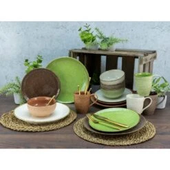 CreaTable Kombiservice »Canvas«, (Set, 16 Tlg., Kaffeeservice Und Tafelservice Im Set, Für 4 Personen), Service, Leinenstruktur, Mediterrane Farben -Erstellbar Geschäft 6be7789e5093f5af91f60c963982019d