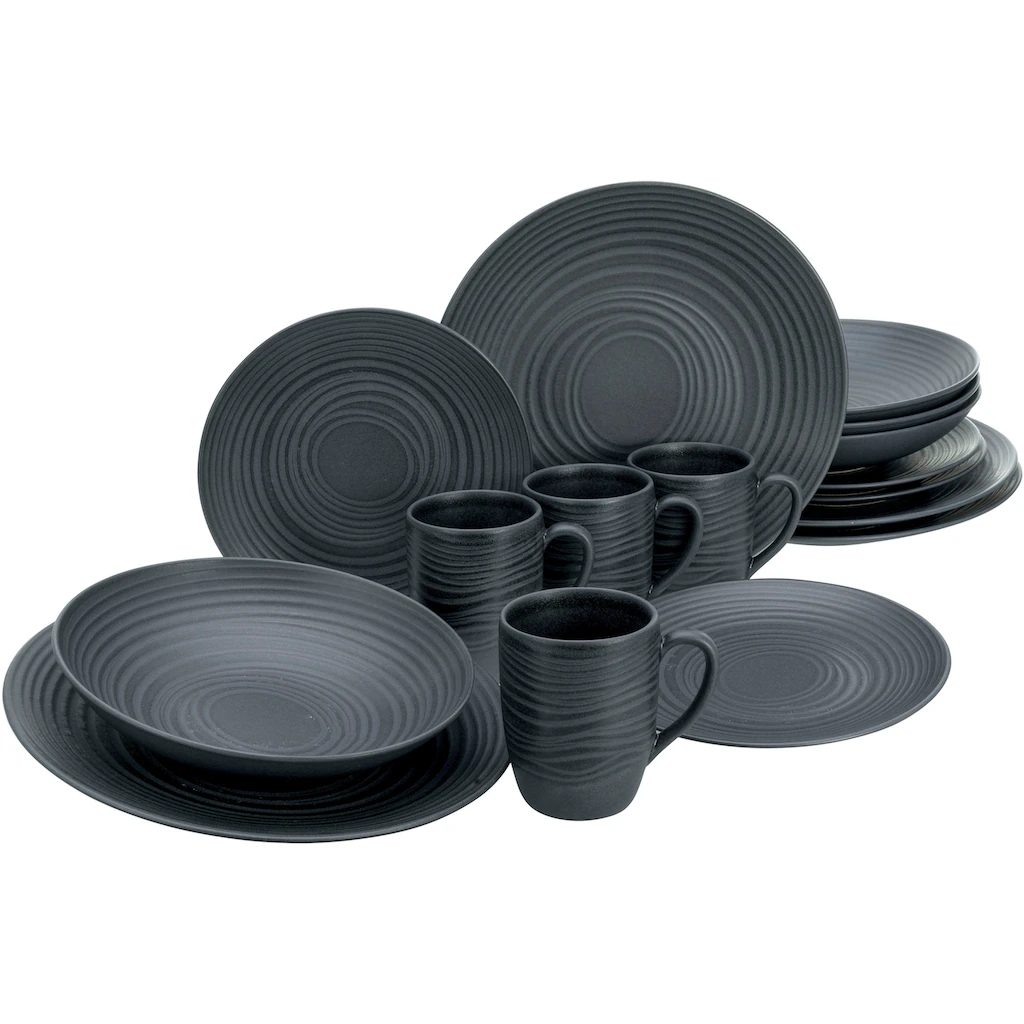 CreaTable Kombiservice »Lava Stone«, (Set, 16 tlg., Kaffeeservice und Tafelservice im Set, für 4 Personen), Service, schwarz, erhabenenes Relief in einer kreisförmigen Lava Optik CreaTable Kombiservice »Lava Stone«, (Set, 16 Tlg., Kaffeeservice Und Tafelservice Im Set, Für 4 Personen), Service, Schwarz, Erhabenenes Relief In Einer Kreisförmigen Lava Optik -Erstellbar Geschäft 6faa21407ae19bba5f38ed52dd87b79f