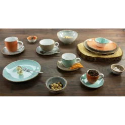 CreaTable Kombiservice »VINTAGE NATURE«, (Set, 16 Tlg., Kaffeeservice Und Tafelservice Im Set, Für 4 Personen), Service, Handgemalt, Gesprenkelt, Rustikales Aussenband -Erstellbar Geschäft 70121204a6c554337e71fd1cac3d9ee8