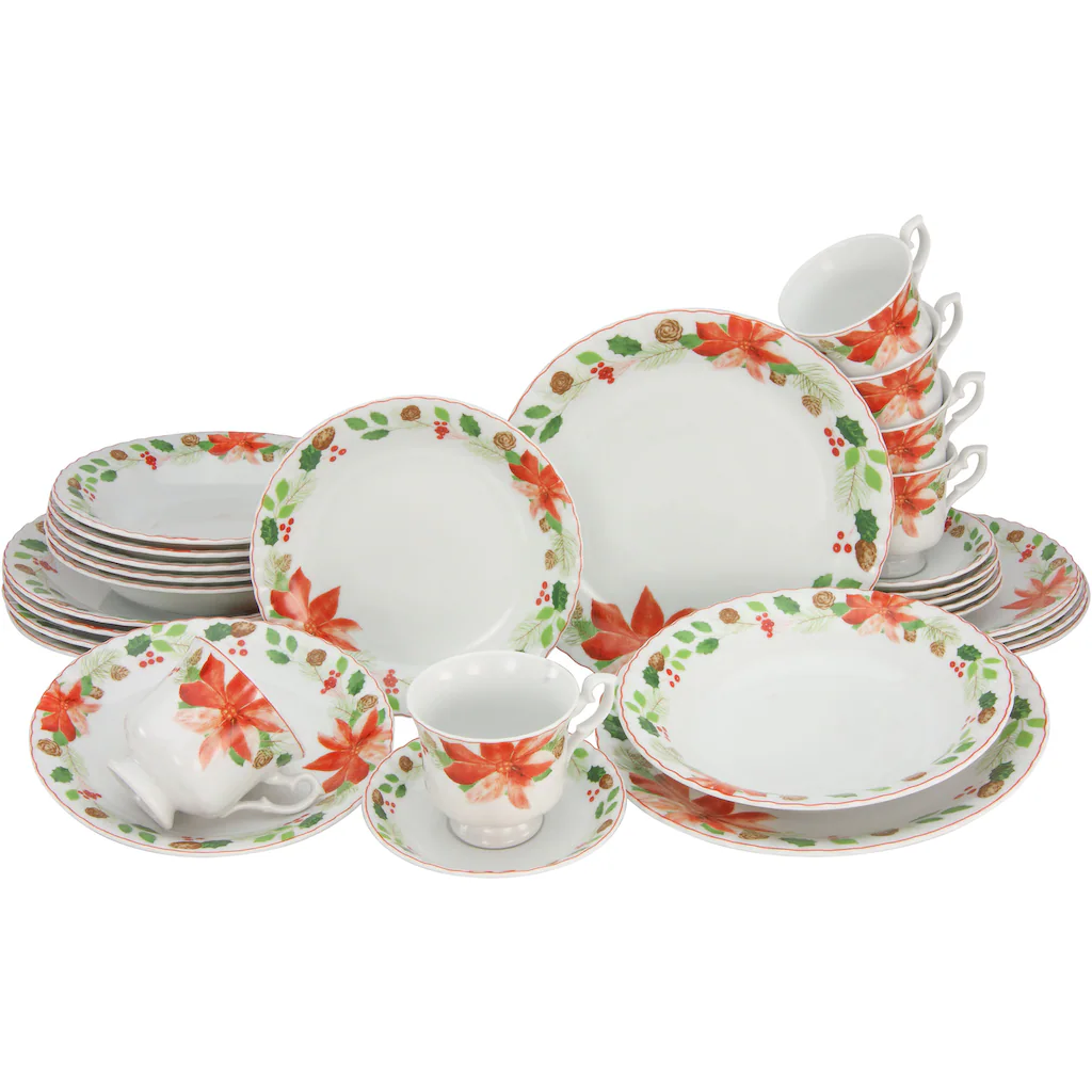 CreaTable Kombiservice »Ivona«, (Set, 30 tlg., Kaffeeservice und Tafelservice im Set, für 6 Personen), Service, hochwertige Porzellanform, Tasse auf Fuß, festliches Dekor CreaTable Kombiservice »Ivona«, (Set, 30 Tlg., Kaffeeservice Und Tafelservice Im Set, Für 6 Personen), Service, Hochwertige Porzellanform, Tasse Auf Fuß, Festliches Dekor -Erstellbar Geschäft 7269ea1c267a391dba9dec58e63d8dc6