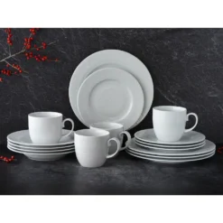 CreaTable Kombiservice »Classico«, (Set, 16 Tlg., Kaffeeservice Und Tafelservice Im Set, Für 4 Personen), Service, Weiß, Neue Fahnenform, Ausdrucksstarkes Relief -Erstellbar Geschäft 732c729573f4a43b70fbddd4d39eaf98