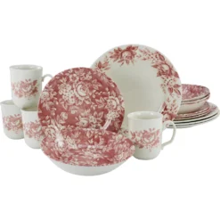 CreaTable Kombiservice »Splendor«, (Set, 16 Tlg., Kaffeeservice Und Tafelservice Im Set, Für 4 Personen), Service, Traditionelles Rosendekor