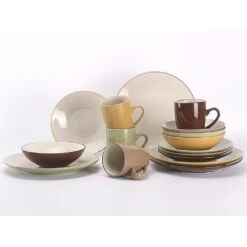 CreaTable Kombiservice »Bamboo Garden«, (Set, 16 Tlg., Kaffeeservice Und Tafelservice Im Set, Für 4 Personen), Service, Handemalte Spiralen In Hellem Holzton -Erstellbar Geschäft 7fb371ba89d78cc54722cf901ce1195a