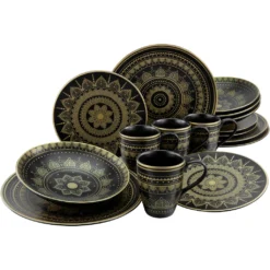 CreaTable Kombiservice »Mandala Gold«, (Set, 16 Tlg., Kaffeeservice Und Tafelservice Im Set, Für 4 Personen), Service, Goldene Orientalische Motive