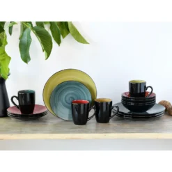 CreaTable Kombiservice »Samoa«, (Set, 16 Tlg., Kaffeeservice Und Tafelservice Im Set, Für 4 Personen), Service, Handgemaltes Spiraldekor -Erstellbar Geschäft 874de1e745b3bf57cd7d76be9d26af69