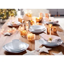 CreaTable Kombiservice »Amelie«, (Set, 30 Tlg., Kaffeeservice Und Tafelservice Im Set, Für 6 Personen), Service, Weiß, Quadratische Form, Mikrowellengeeignet -Erstellbar Geschäft 892807e985bea8b9d8e9fe5cd0f22395