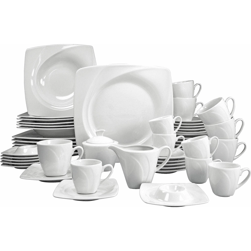 CreaTable Kombiservice »Celebration«, (50 tlg., Kaffeeservice und Tafelservice im Set, für 6 Personen), Service, weiß, außergewöhnliche Geometrie, spülmaschinenfest CreaTable Kombiservice »Celebration«, (50 Tlg., Kaffeeservice Und Tafelservice Im Set, Für 6 Personen), Service, Weiß, Außergewöhnliche Geometrie, Spülmaschinenfest -Erstellbar Geschäft 8bcb395db9bb6915a05e577d994b3185