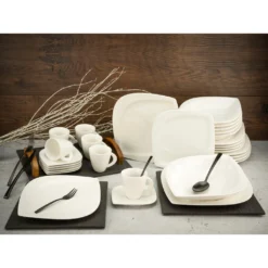CreaTable Kombiservice »Melbourne«, (Set, 30 Tlg., Kaffeeservice Und Tafelservice Im Set, Für 6 Personen), Service, Elegante Blattform -Erstellbar Geschäft 931273abb8fa43d7b3e0030a5bc31c97