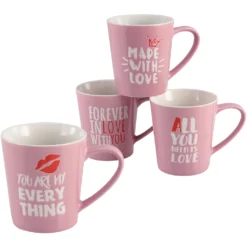 CreaTable Becher »Kaffeebecher Love Collection«, (Set, 4 Tlg.), Mit Liebeserklärung, Tassen Set, 4-teilig