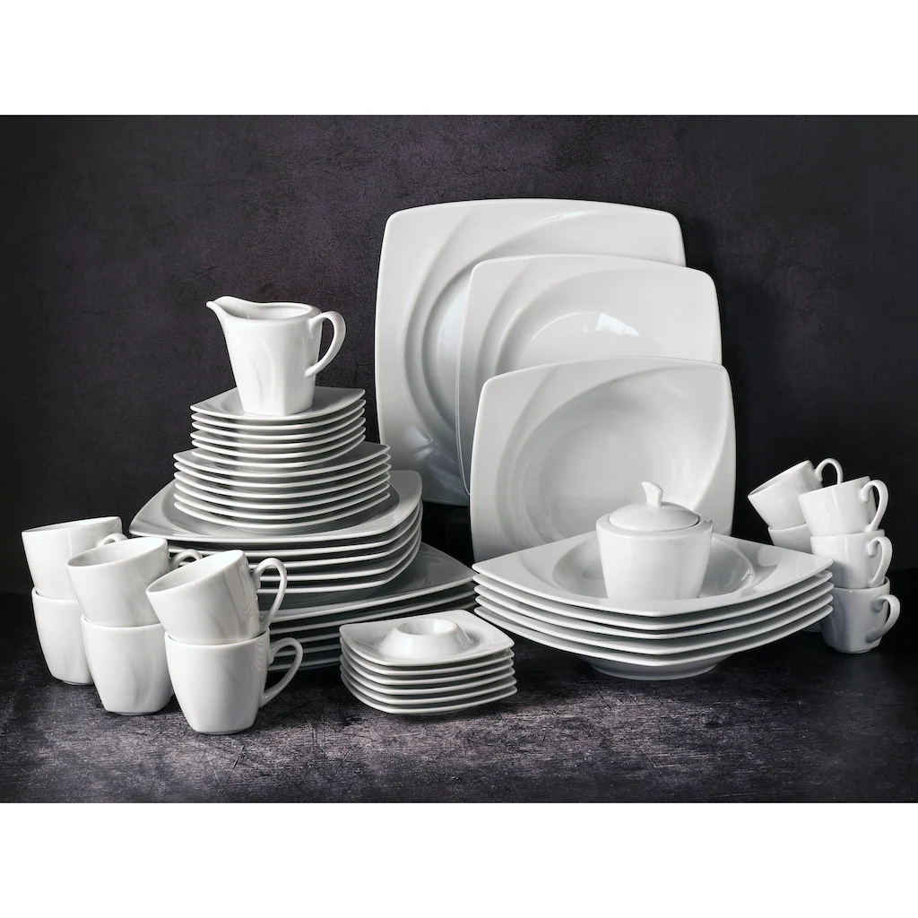 CreaTable Kombiservice »Celebration«, (50 tlg., Kaffeeservice und Tafelservice im Set, für 6 Personen), Service, weiß, außergewöhnliche Geometrie, spülmaschinenfest CreaTable Kombiservice »Celebration«, (50 Tlg., Kaffeeservice Und Tafelservice Im Set, Für 6 Personen), Service, Weiß, Außergewöhnliche Geometrie, Spülmaschinenfest -Erstellbar Geschäft 9f14260021106165c6ded62201b471d3
