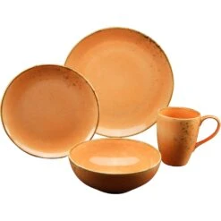 CreaTable Kombiservice »NATURE COLLECTION Summer«, (Set, 16 Tlg., Kaffeeservice Und Tafelservice Im Set, Für 4 Personen), Service, Naturfarben Mit Sprenkeln, Spülmaschinengeeignet -Erstellbar Geschäft a96322b1cddd291b371ce06bb73474c5