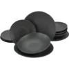 CreaTable Tafelservice »Lava Stone«, (Set, 12 Tlg., Teller Set Für 4 Personen), Service, Schwarz, Reliefdekor, Made In Europe -Erstellbar Geschäft adf1244730ee1c2fe02d17a4009d0eab