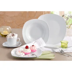 CreaTable Kombiservice »Amelie«, (Set, 30 Tlg., Kaffeeservice Und Tafelservice Im Set, Für 6 Personen), Service, Weiß, Quadratische Form, Mikrowellengeeignet -Erstellbar Geschäft aea63407a9e9ebb7a5550e6d1c523ace