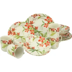 CreaTable Kombiservice »Summer Cottage«, (Set, 16 Tlg., Kaffeeservice Und Tafelservice Im Set, Für 4 Personen), Service, Elegantes Blütendekor