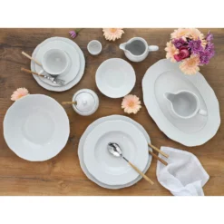 CreaTable Kombiservice »Arianne«, (Set, 61 Tlg., Kaffeeservice Und Tafelservice Im Set, Für 8 Personen), Service, Weiß, Klassische, Traditionelle Form, Made In Europe -Erstellbar Geschäft b1fec20ba93a0baf75a2b9a48d7d315d