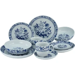 CreaTable Kombiservice »Allround Zwiebelmuster«, (Set, 10 Tlg., Kaffeeservice Und Tafelservice Im Set, Für 2 Personen), Service, Mit Traditionellem Zwiebelmuster-Dekor, Made In Europe