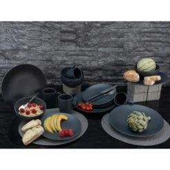CreaTable Kombiservice »Soft Touch Black«, (Set, 16 Tlg., Kaffeeservice Und Tafelservice Im Set, Für 4 Personen), Service, Schwarz, Seidenmatte Glasur, Made In Europe -Erstellbar Geschäft b28cd3d4f8bd86ff2ef4bdc042131a8e