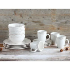 CreaTable Kombiservice »Romantic Vintage«, (Set, 16 Tlg., Kaffeeservice Und Tafelservice Im Set, Für 4 Personen), Service, Edles Perlenrelief, Nostalgisches Design -Erstellbar Geschäft b78ac2a9c4943a43caa64d59789b7555