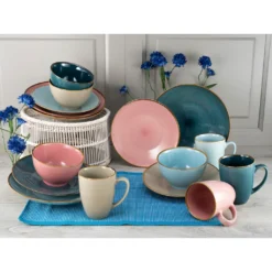 CreaTable Kombiservice »Cosy Day«, (Set, 16 Tlg., Kaffeeservice Und Tafelservice Im Set, Für 4 Personen), Service, Kreisstruktur, In Trendpastell-Farben -Erstellbar Geschäft bfcf4281c7d3d9c9f298523c3e051804