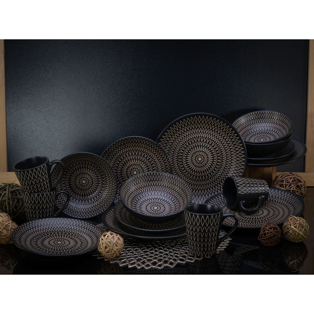 CreaTable Kombiservice »Crafted«, (Set, 16 tlg., Kaffeeservice und Tafelservice im Set, für 4 Personen), Service, schwarz, Rautenrelief, Ethnostyle CreaTable Kombiservice »Crafted«, (Set, 16 Tlg., Kaffeeservice Und Tafelservice Im Set, Für 4 Personen), Service, Schwarz, Rautenrelief, Ethnostyle -Erstellbar Geschäft c0351e72bfce870cf8a7625a4d6746f6