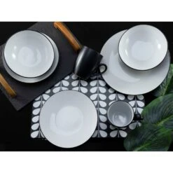 CreaTable Kombiservice »Cool Black«, (Set, 16 Tlg., Kaffeeservice Und Tafelservice Im Set, Für 4 Personen), Service, Coole Optik In Schwarz Weiß -Erstellbar Geschäft c036c56ada67487c4f46a2870935577b