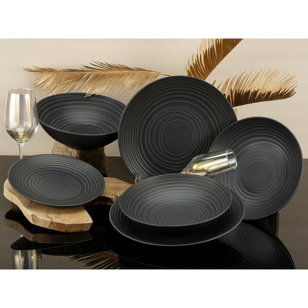 CreaTable Tafelservice »Lava Stone«, (Set, 12 tlg., Teller Set für 4 Personen), Service, schwarz, Reliefdekor, Made in Europe CreaTable Tafelservice »Lava Stone«, (Set, 12 Tlg., Teller Set Für 4 Personen), Service, Schwarz, Reliefdekor, Made In Europe -Erstellbar Geschäft c6912a776b0959946b310a734bb82a12