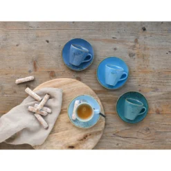 CreaTable Espressotasse »Kaffeetasse NATURE COLLECTION Aqua«, (Set, 8 Tlg.), Tassen Set, Aktuelle Blautöne Mit Sprenkel, 4 Tassen, 4 Untertassen -Erstellbar Geschäft cff27491dd5b65cf89fb8016e9433bdc